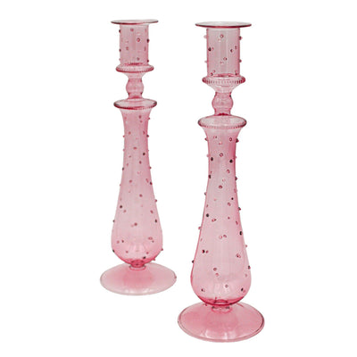 Rose Garden Dotty Glass Candle Holders ā Pair