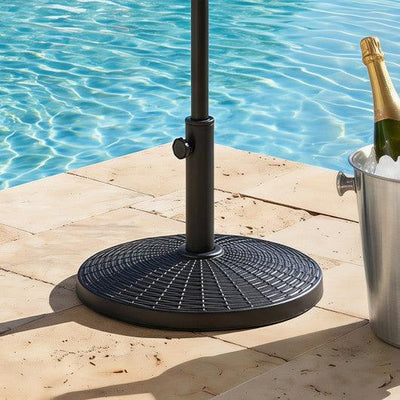 22 lbs Patio Resin Outdoor Umbrella Base with Wicker Style for Outdoor Use-Black