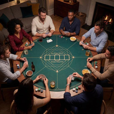 Round Poker Mat for Texas Hold'em 40 inch Portable Foldable Anti-Slip Rubber Base Table Layout-Green