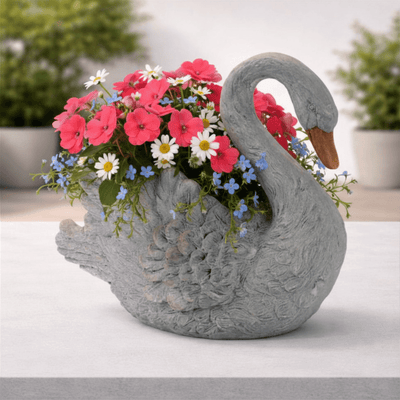 Rustic Swan Planter – Farmhouse Resin Flower Pot for Indoor & Outdoor Decor