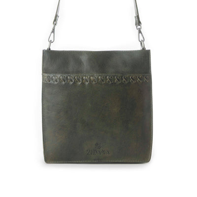 Myra Zidana Mirelle Woven Veg Tanned Leather Sling Bag in Oliva Nero