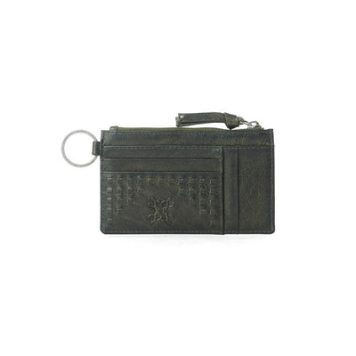 Myra Zidana Vino Braided Veg Tanned Leather Wallet in Moss Noir