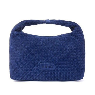 Myra Saddle Weave Genuine Suede Leather Bag in Royal Blue