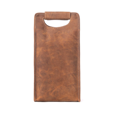 Myra Cypress Field Hairon Leather Wine Bottle Holder in Shadow Cream Chestnut Brown