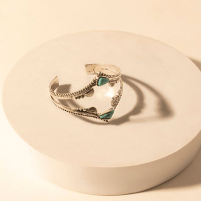 Myra Pueblo Stack Cuff Bracelets for Women with turquoise, and feather stone detail for western wear