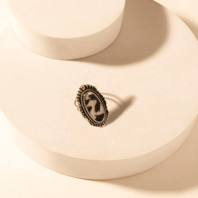 Myra Outlaw Hide Statement adjustable Ring for Women with hair-on cowhide detail for premium western wear