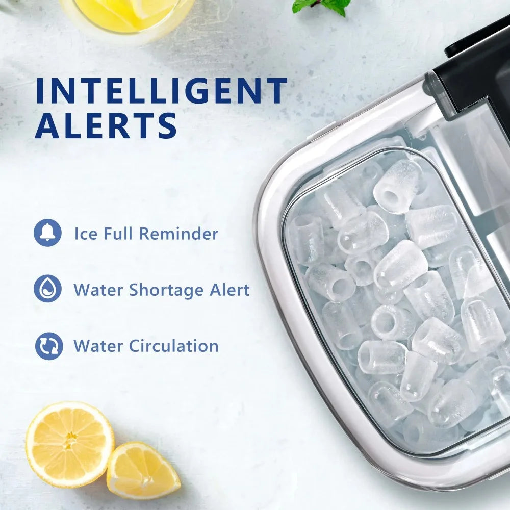 26 lbs/24H Countertop Ice Maker Machine, 9 Bullet-Shaped Ice in 6 Min, Auto-Cleaning home appliance bar kitchen