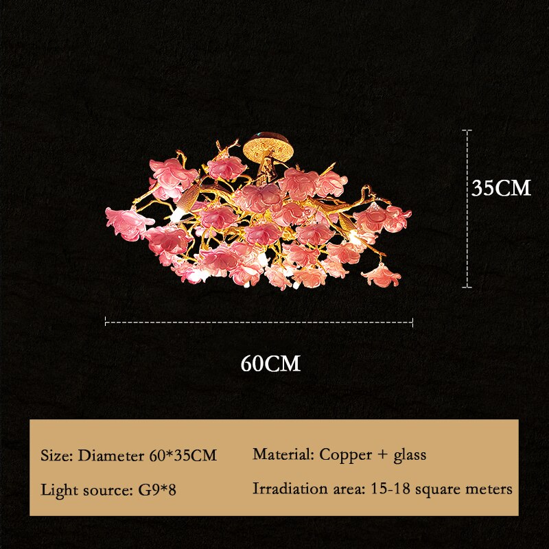 Led Glass Chandelier Living Room Furniture Pendant Light Aesthetic Room Decor Flowers Hanging Lamp Candle Warmer Ceiling