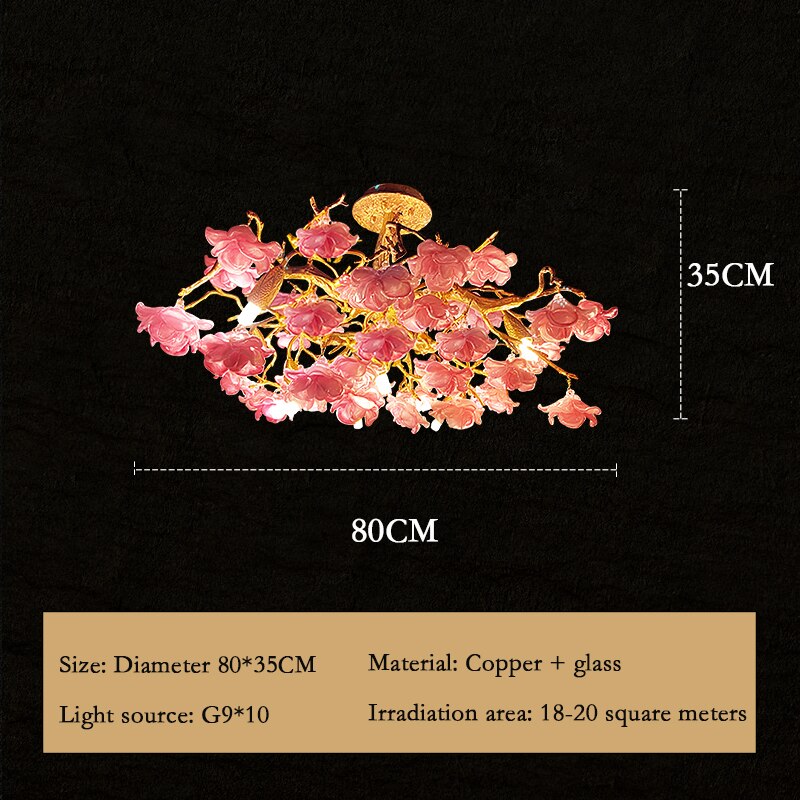 Led Glass Chandelier Living Room Furniture Pendant Light Aesthetic Room Decor Flowers Hanging Lamp Candle Warmer Ceiling