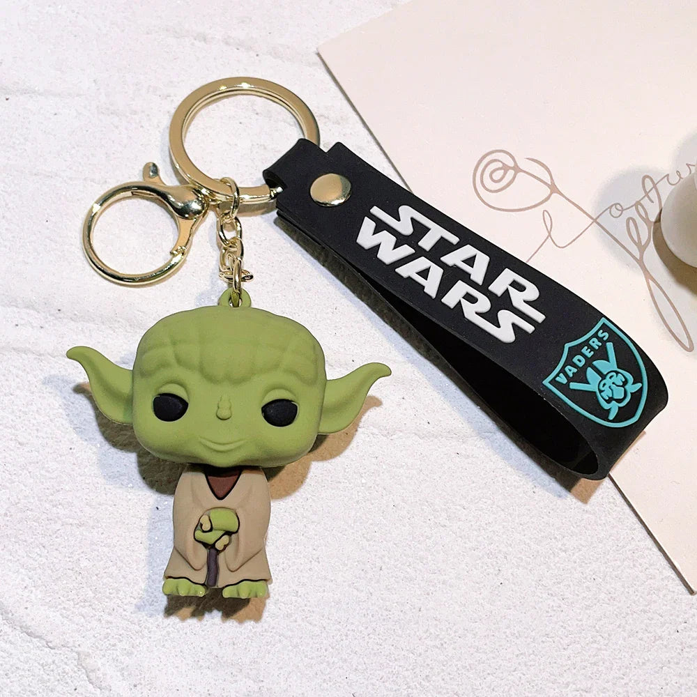 Disney Movie Star Wars Keychain Darth Vader Imperial Stormtrooper Yoda Baby Doll Keyrings Key Holder for Boys Gifts