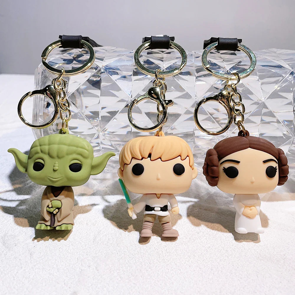 Disney Movie Star Wars Keychain Darth Vader Imperial Stormtrooper Yoda Baby Doll Keyrings Key Holder for Boys Gifts