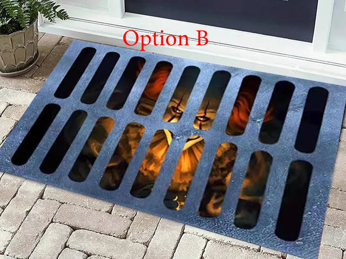Halloween Door Mat Halloween Decorations Scary 3D Optical Illusion Clown Door Mat Indoor and Outdoor Welcome Doormat Area Rug