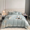 Chic Embroidery Flowers Elegant Bedding set Quality 1000TC Long Staple Cotton Blue Cream Soft Duvet Cover Bed Sheet Pillowcases