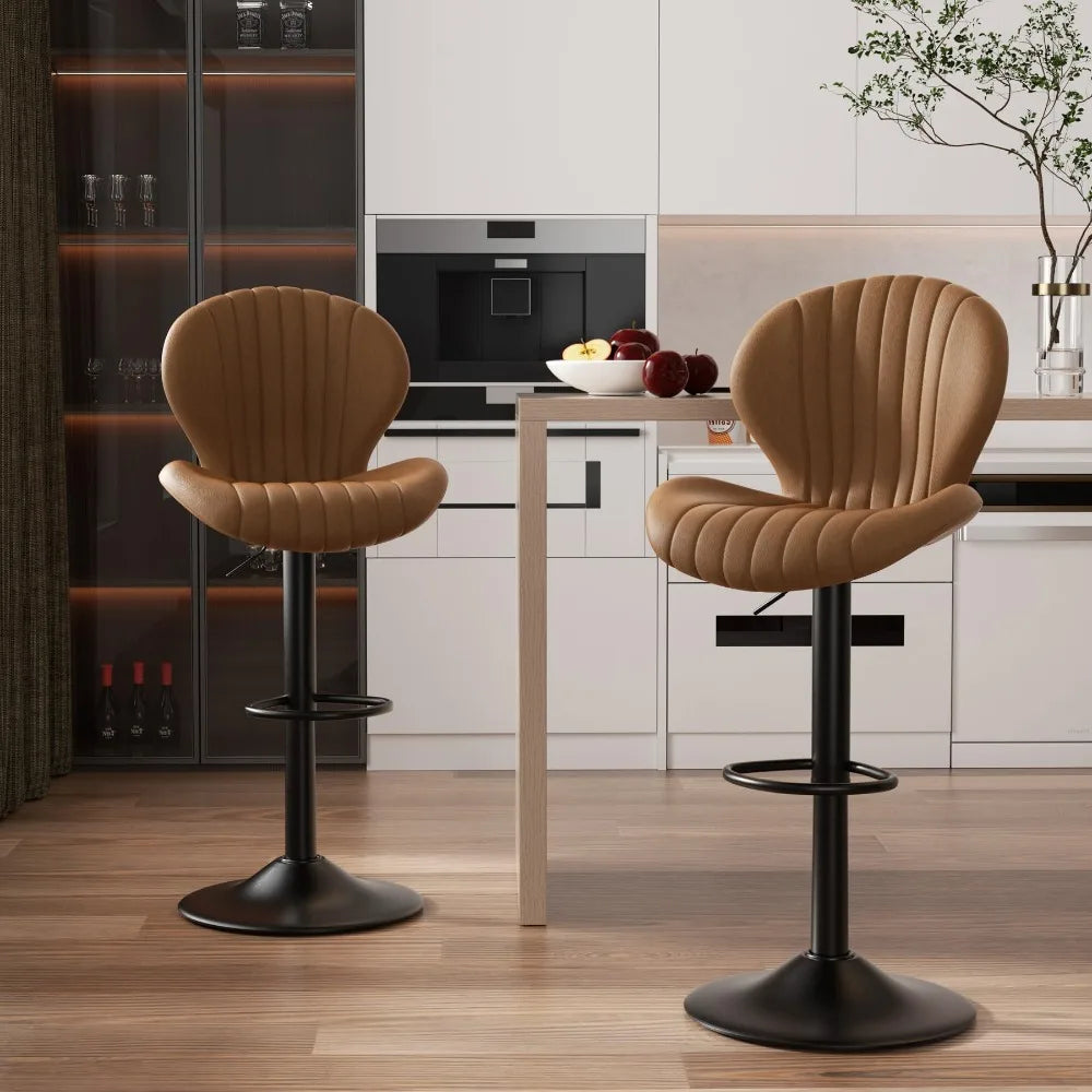 2024 New Bar Stools Set of 2, Modern Swivel Bar Chairs, Barstools Counter Height with High Backrest