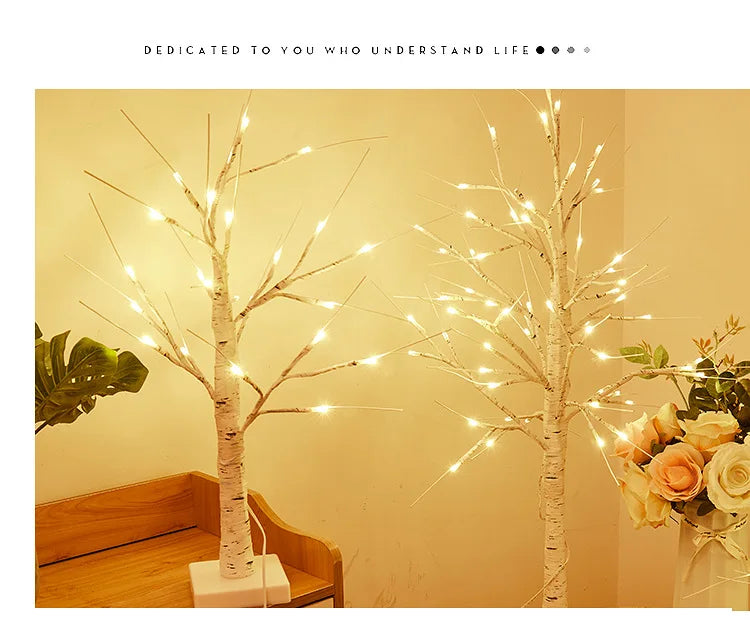 LED Birch Tree Lights Glowing Branch Light Night DIY Xmas Trees Suitable Home Bedroom Wedding Party Christmas Decoration Lamp