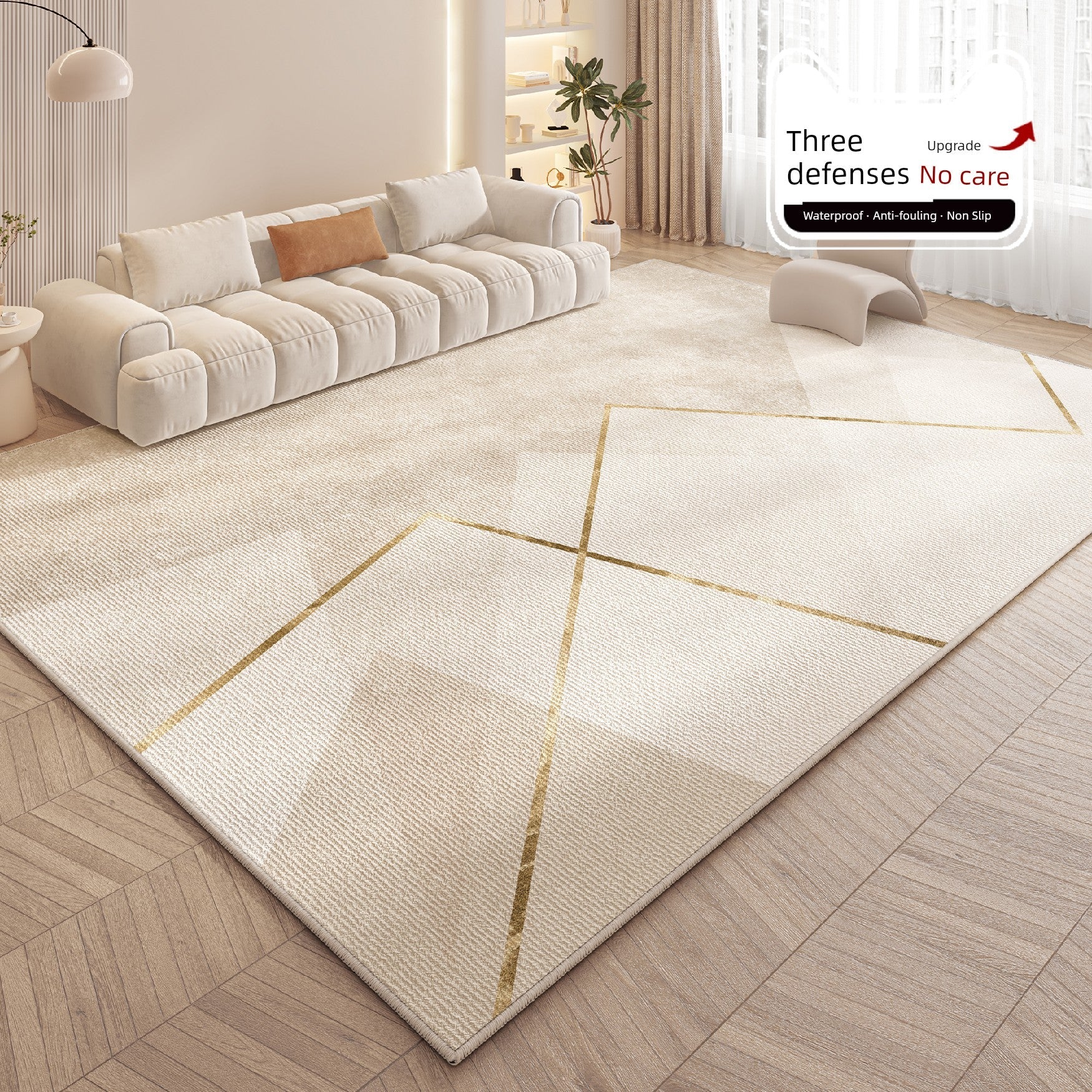 Cream Style Washable Erasable Waterproof Bedroom Classy Carpet