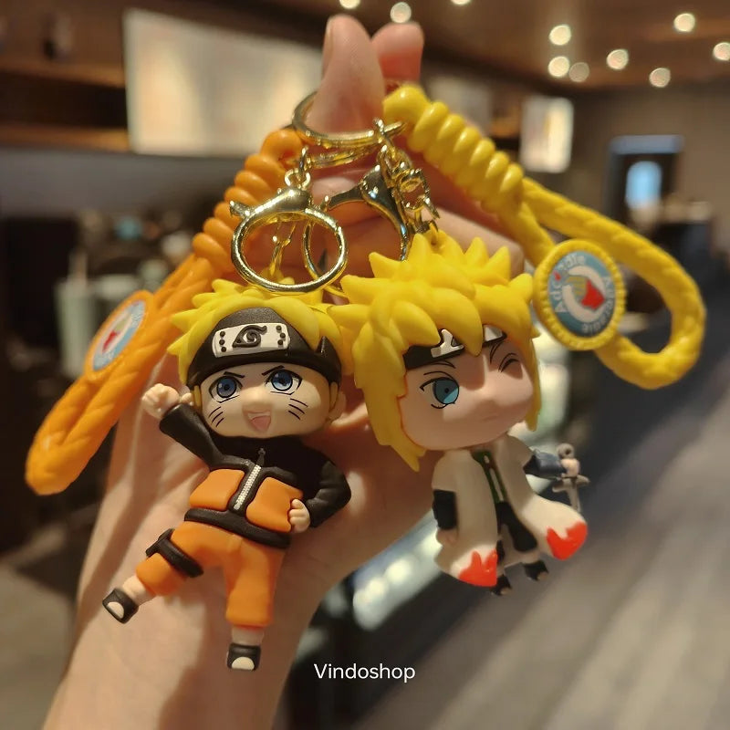 NARUTO Keychain Anime Figure Haruno Sakura Hatake Kakashi Gaara Uzumaki Naruto PVC Pendant key Rings for Kids Birthday Toy Gift