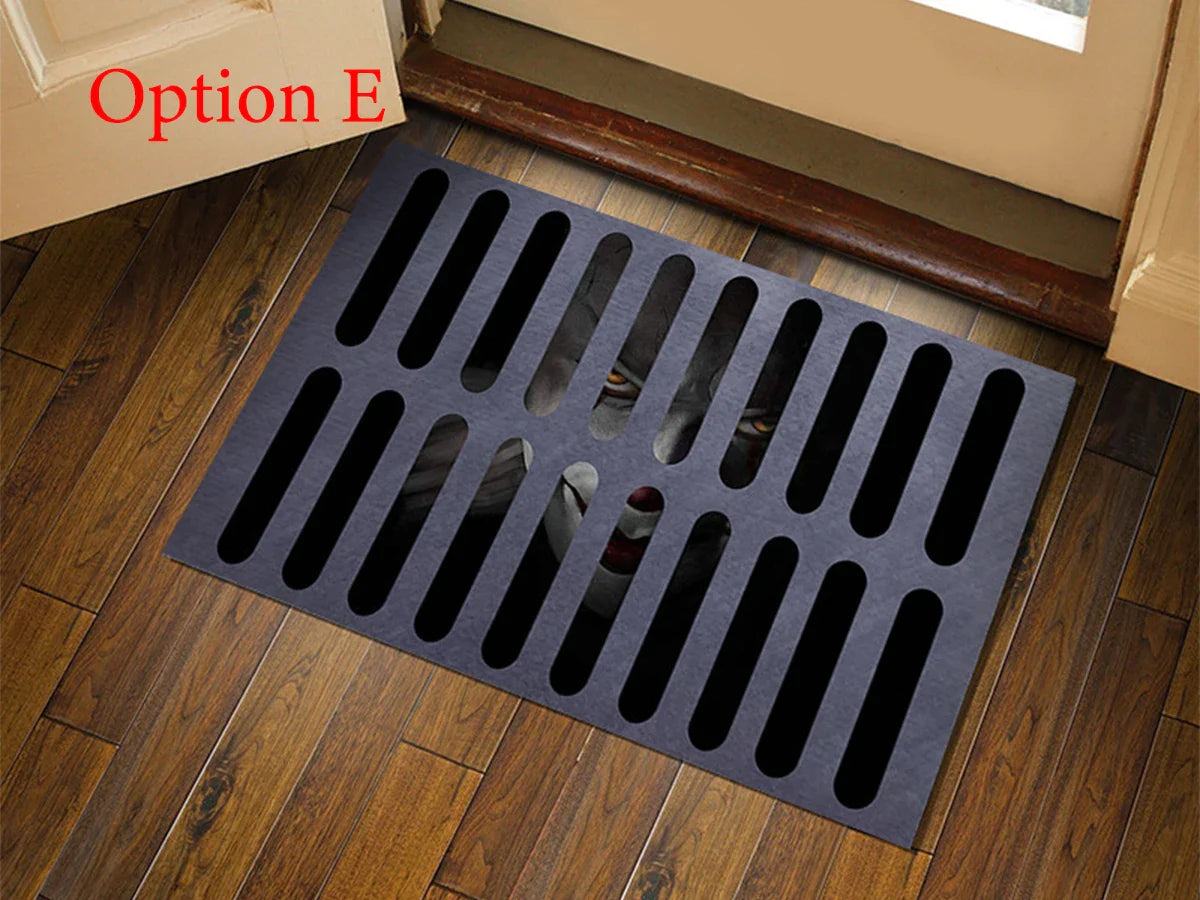 Halloween Door Mat Halloween Decorations Scary 3D Optical Illusion Clown Door Mat Indoor and Outdoor Welcome Doormat Area Rug