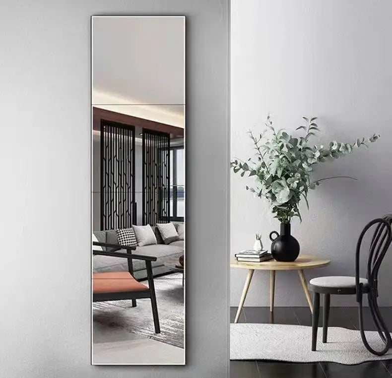 4pcs Self Adhesive Acrylic Mirror Flexible Waterproof Stickers Tiles for Art Door Wardrobe Wall Bathroom Decor Home Mirror Decal