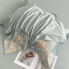 Chic Embroidery Flowers Elegant Bedding set Quality 1000TC Long Staple Cotton Blue Cream Soft Duvet Cover Bed Sheet Pillowcases