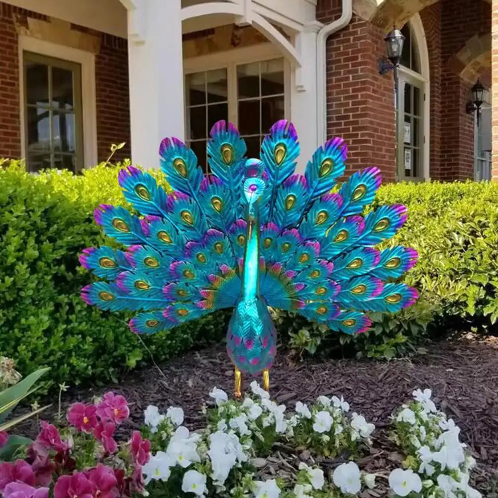 Peacock Statue Sculpture Handmade Crafts Ornament Animal Figurine Standing Posture Collectible Peacock Figurine Garden Craft