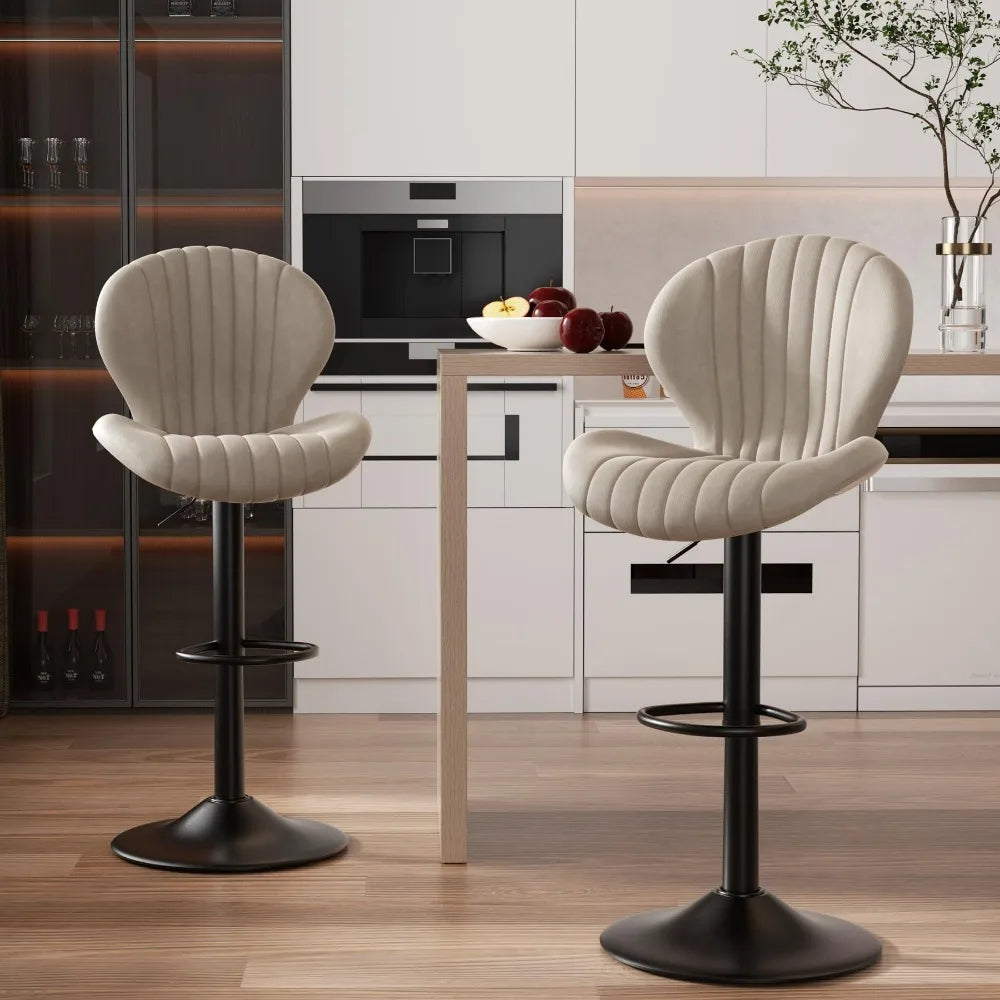 2024 New Bar Stools Set of 2, Modern Swivel Bar Chairs, Barstools Counter Height with High Backrest