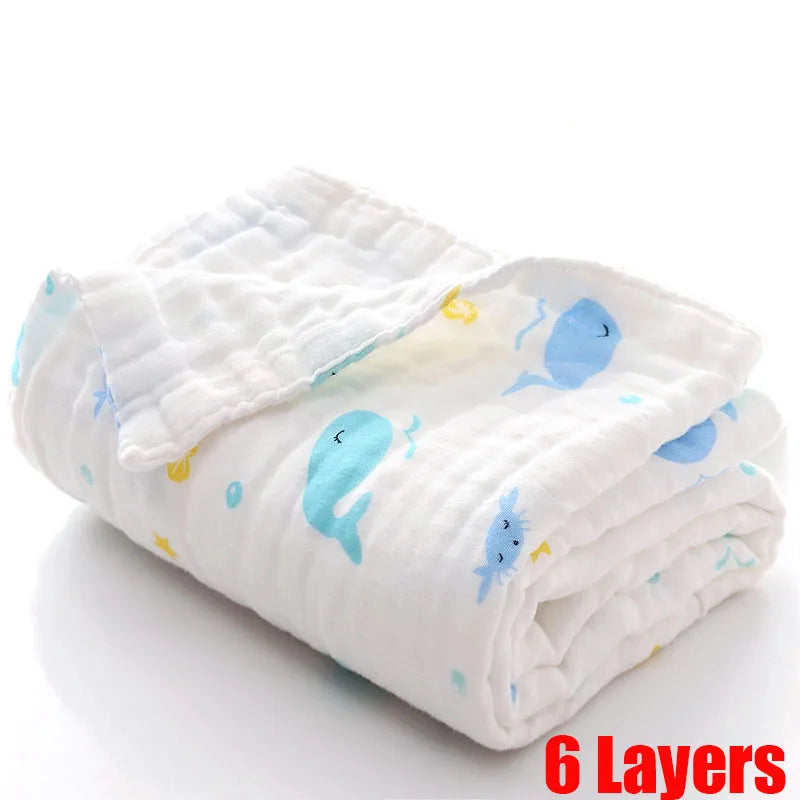 100% Cotton Gauze 6 Layer Swaddle Multipurpose Baby Blankets