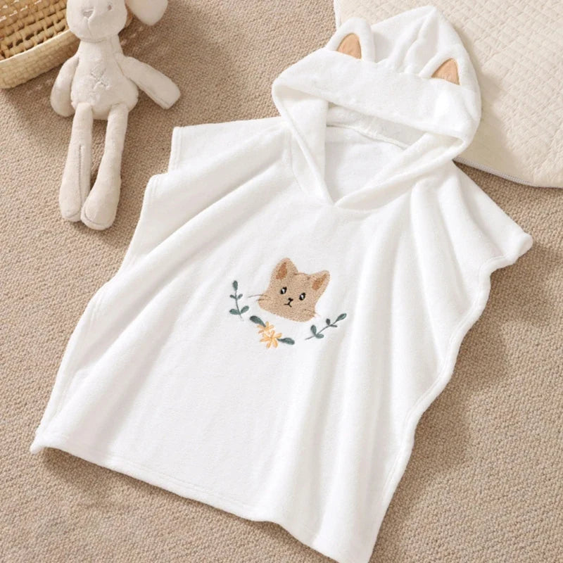 Baby Robe Cartoon Hoodies Rabbit Cloak, Kids Soft Bathrobe Pajamas