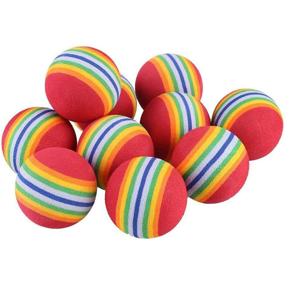 10pcs Cat Toy Balls Interactive for Indoor Cat Red Rainbow Soft Foam Puppies Toy Balls Activity Chase Quiet Play Sponge Ball Toy Balls for Dog Puppies Kittens