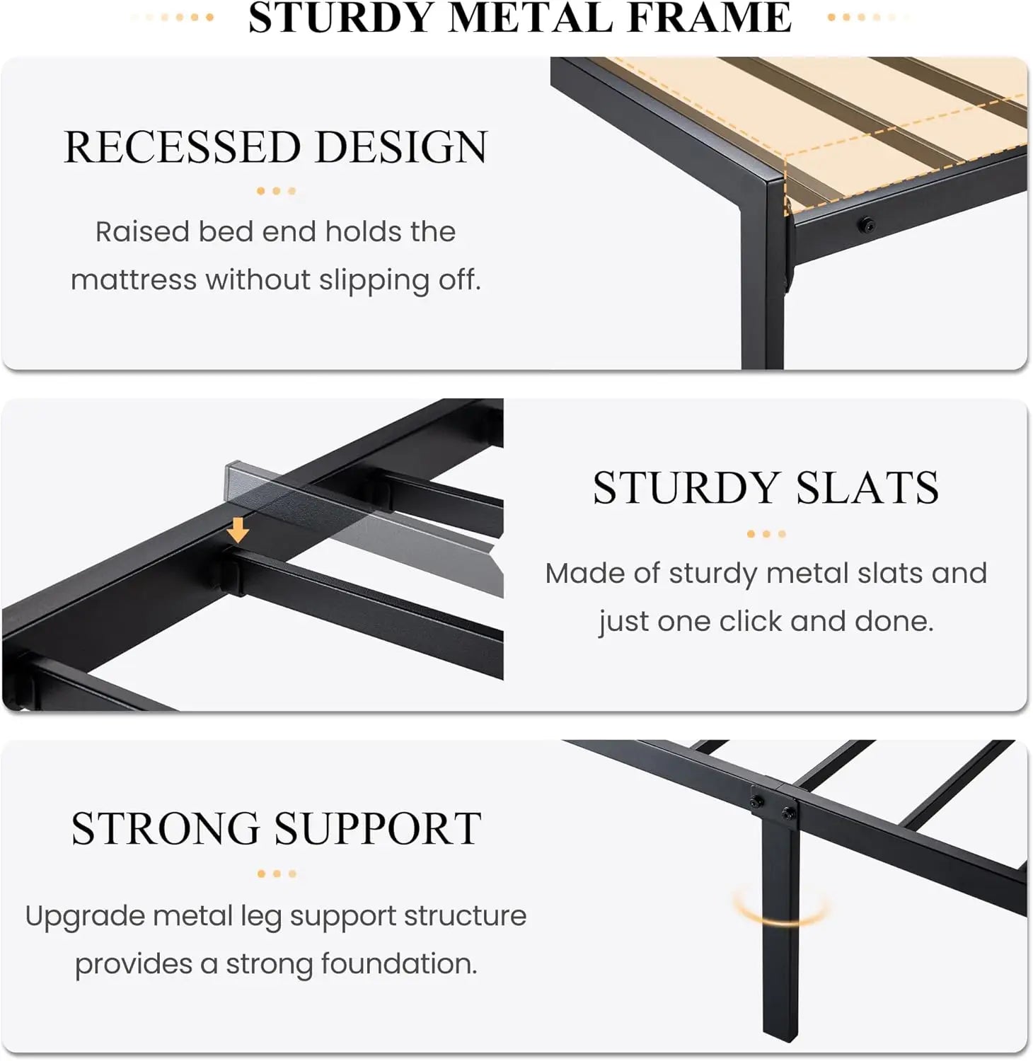 Twin Size Bed Frame with Headboard Shelf Heavy Duty Platform Bed Frame with Strong Metal Foundation No Box Spring Needed