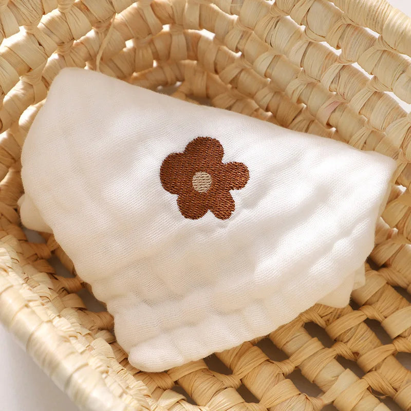 Cute Cartoon Embroidery Pure Cotton Baby Burp Towels