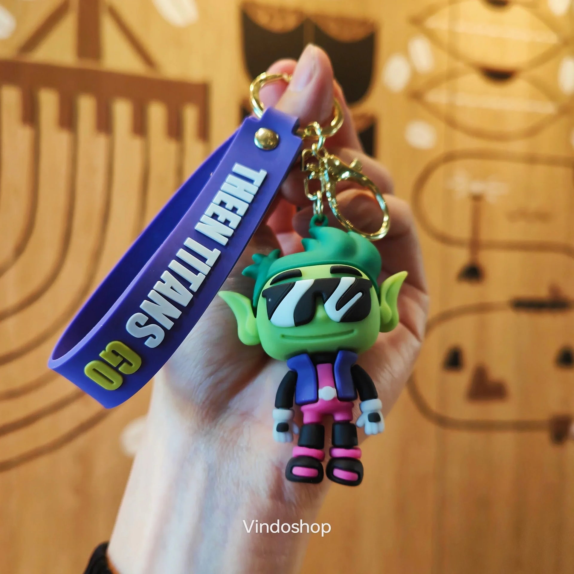 Creative Anime Teen Titan Hits Key chain cartoon man and woman bag car key chain pendant sports gift