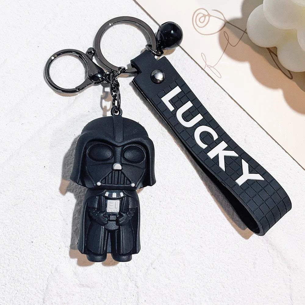 Disney Movie Star Wars Keychain Darth Vader Imperial Stormtrooper Yoda Baby Doll Keyrings Key Holder for Boys Gifts