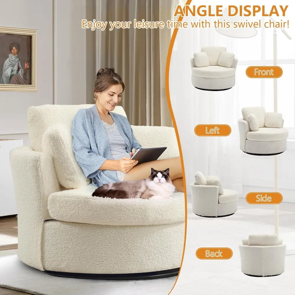 Swivel Barrel Chair for Living Room, Oversized Accent Chair, Modern Arm Chair,Comfy Single Sofa Chair for Nursery,Bedroom