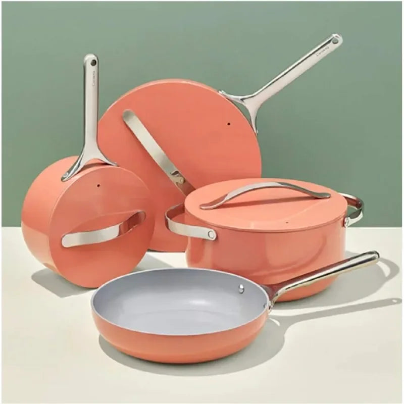 Nonstick Ceramic Cookware Set (12 Piece) Pots, Pans, Lids and Kitchen Storage - Non Toxic - Oven Safe & Compatible