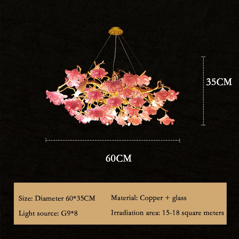 Led Glass Chandelier Living Room Furniture Pendant Light Aesthetic Room Decor Flowers Hanging Lamp Candle Warmer Ceiling