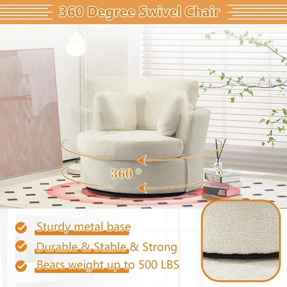 Swivel Barrel Chair for Living Room, Oversized Accent Chair, Modern Arm Chair,Comfy Single Sofa Chair for Nursery,Bedroom