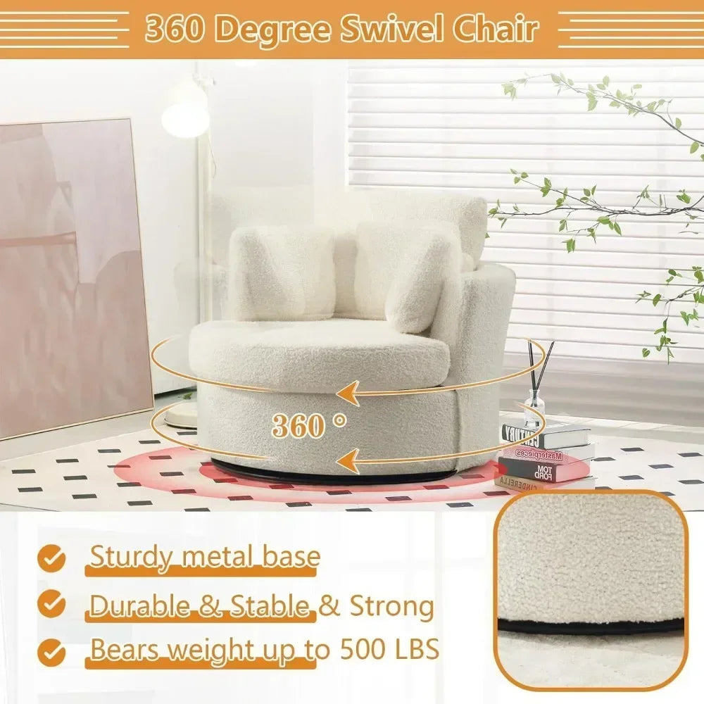 Swivel Barrel Chair for Living Room, Oversized Accent Chair, Modern Arm Chair,Comfy Single Sofa Chair for Nursery,Bedroom