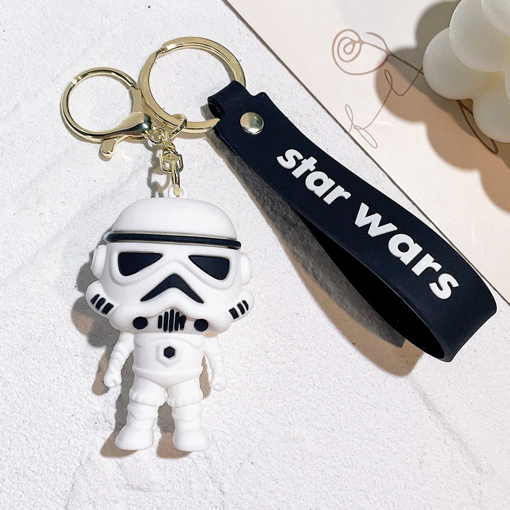 Disney Movie Star Wars Keychain Darth Vader Imperial Stormtrooper Yoda Baby Doll Keyrings Key Holder for Boys Gifts