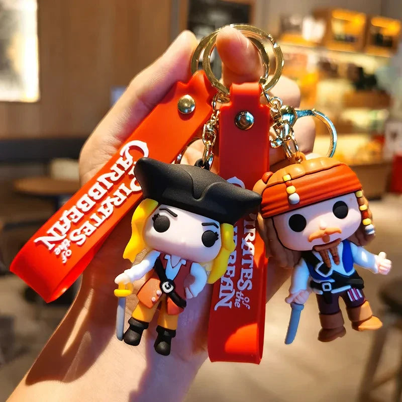 Pirates Of The Caribbean Cute Doll Pendant Anime Figures Jack Sparrow Fashion Backpac Keychain Bag Keyring Pendant Birthday Gift
