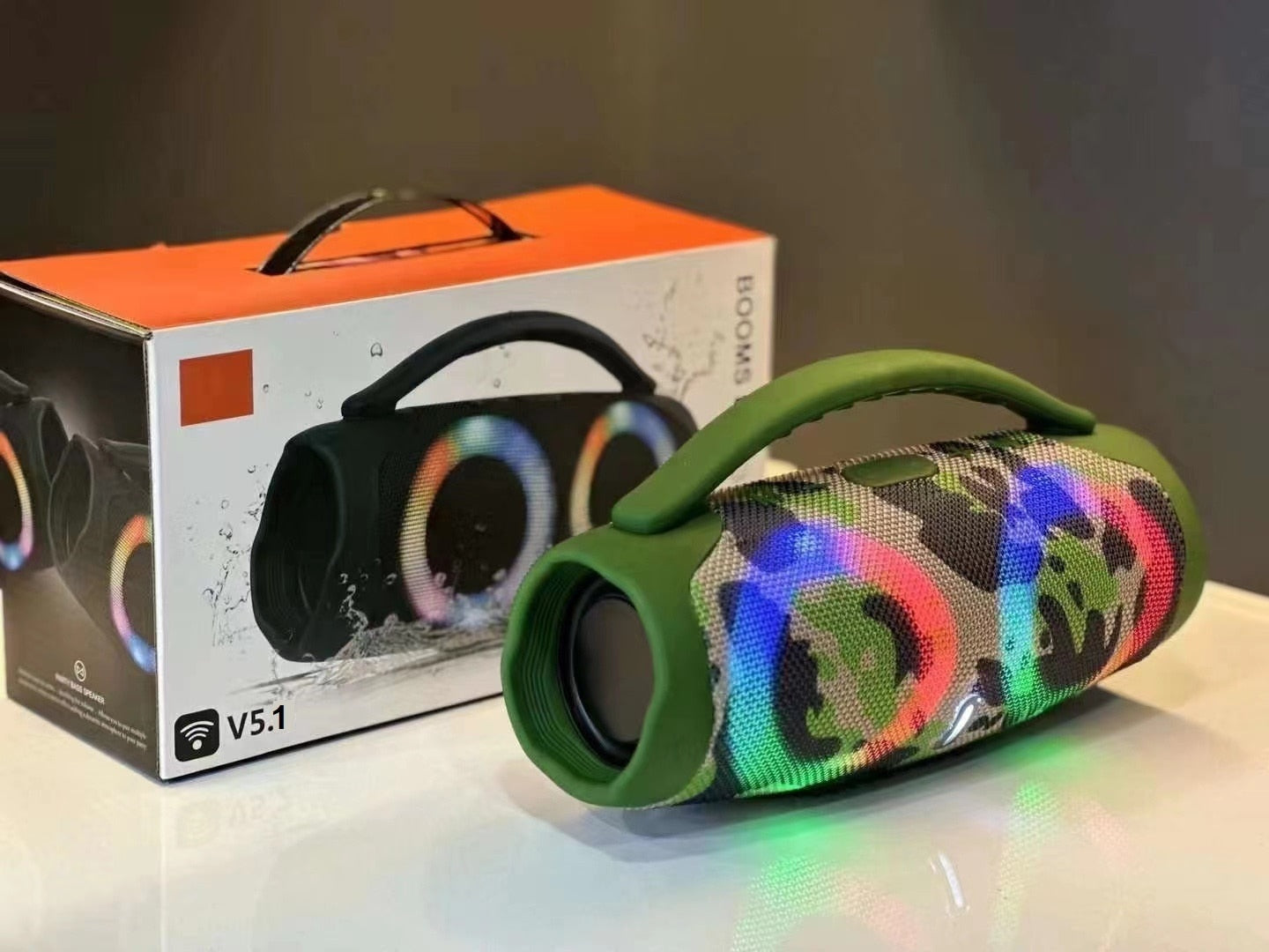 100W high power bluetooth speaker portable RGB colorful light waterproof wireless subwoofer 360 stereo surround TWS FM boombox