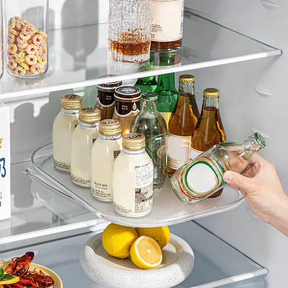 Turntable Organizer Lazy Susan For Refrigerator 360 Rotatable Rectangle Storage Rack Clear Turntable Rack For Kitchen Cabinet