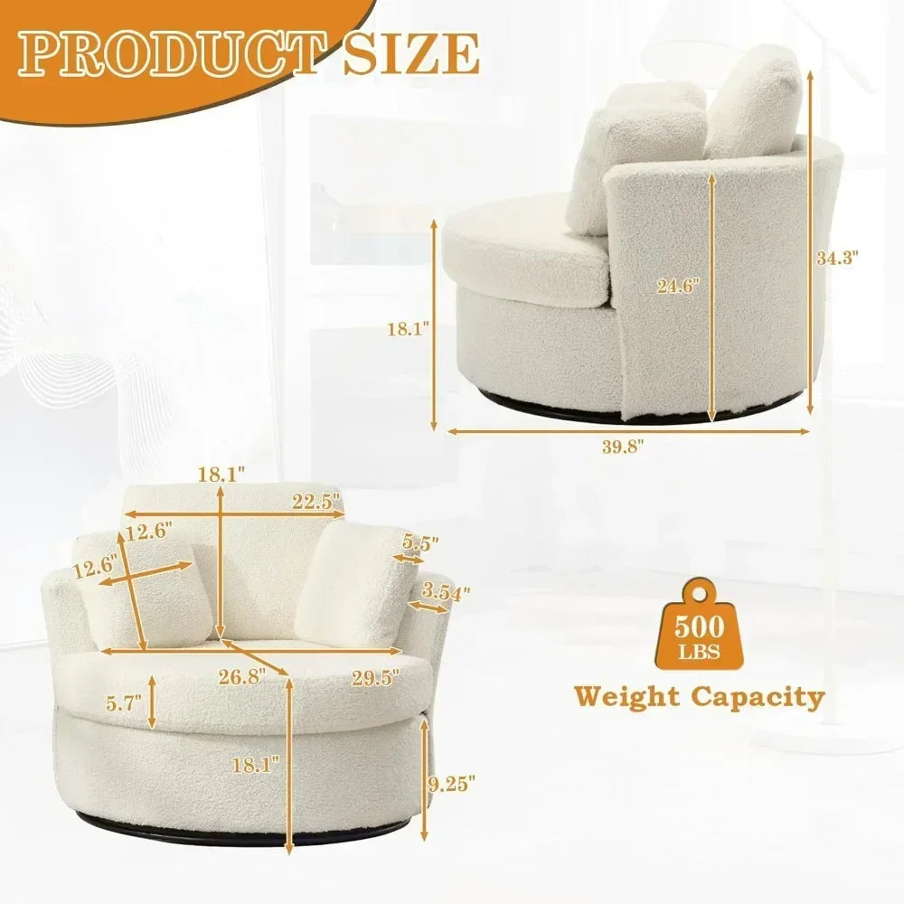 Swivel Barrel Chair for Living Room, Oversized Accent Chair, Modern Arm Chair,Comfy Single Sofa Chair for Nursery,Bedroom