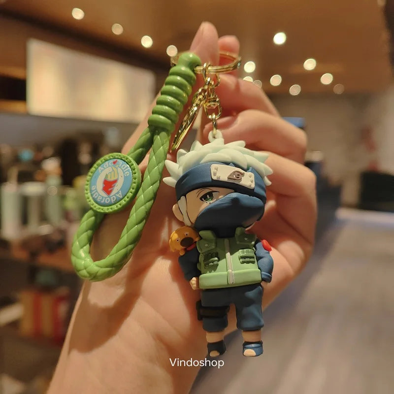 NARUTO Keychain Anime Figure Haruno Sakura Hatake Kakashi Gaara Uzumaki Naruto PVC Pendant key Rings for Kids Birthday Toy Gift