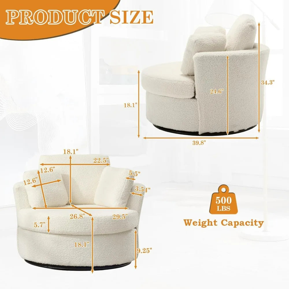 Swivel Barrel Chair for Living Room, Oversized Accent Chair, Modern Arm Chair,Comfy Single Sofa Chair for Nursery,Bedroom