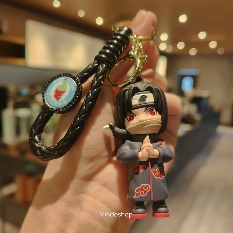 NARUTO Keychain Anime Figure Haruno Sakura Hatake Kakashi Gaara Uzumaki Naruto PVC Pendant key Rings for Kids Birthday Toy Gift