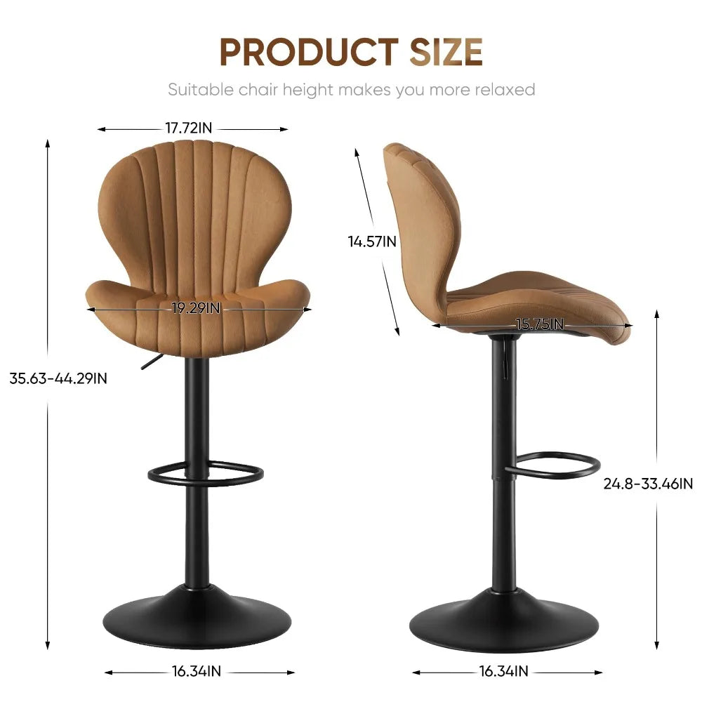 2024 New Bar Stools Set of 2, Modern Swivel Bar Chairs, Barstools Counter Height with High Backrest
