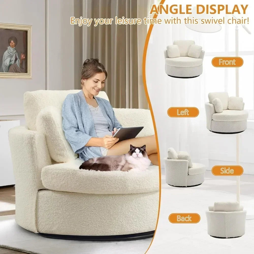 Swivel Barrel Chair for Living Room, Oversized Accent Chair, Modern Arm Chair,Comfy Single Sofa Chair for Nursery,Bedroom