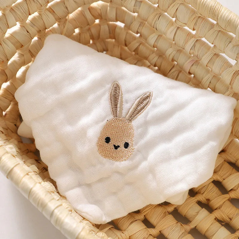 Cute Cartoon Embroidery Pure Cotton Baby Burp Towels