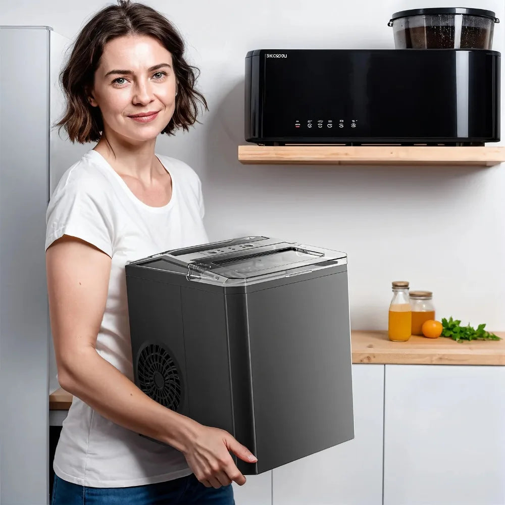 Countertop Ice Maker 26 lbs/24h 9 Cubes/6 Mins with Self-Cleaning Bullet Ice Maker for Home Office Bar Party,home appliance,bar